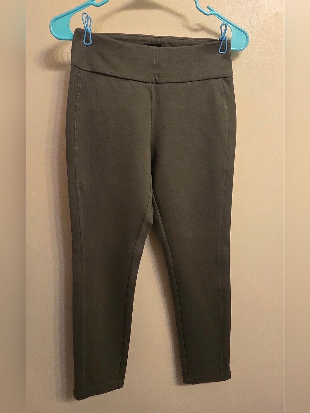 Express XS Olive Green High Rise Skinny Ankle Pant Ponte Knit Stretch Trousers